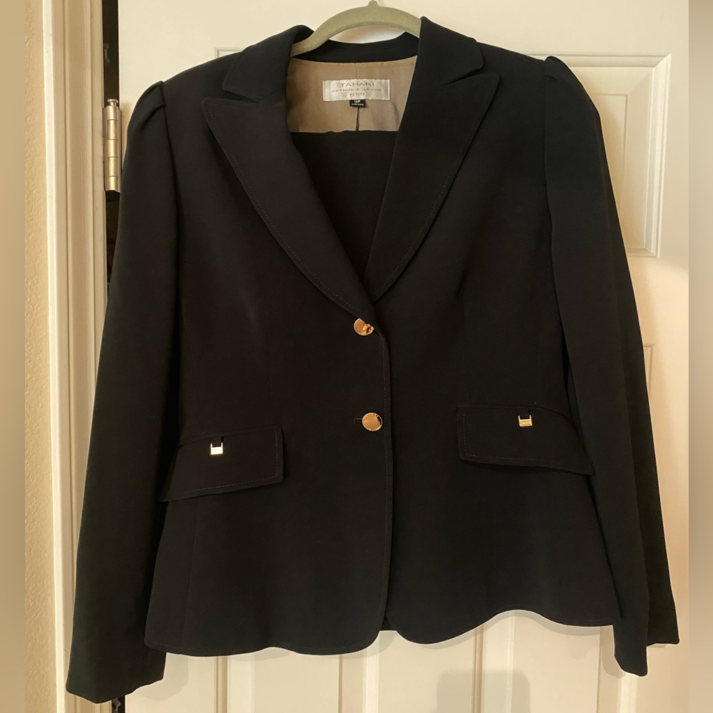 Tahari Petite, Black Suit (pant & jacket)